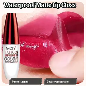 QICLY Tattoo Lip Gloss Color Peel Off - Waterproof Matte Nude Finish, 4 Vibrant Colors, Easy Application, Long-Lasting, Safe Ingredients, Perfect Gift for Any Occasion
