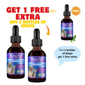 WEALLIN Flea & Tick Support Drops for Cats and Dogs - Natural Multivitamin Oral Supplement Bacon Flavor - Plant-Based Formula for All Breeds and Ages