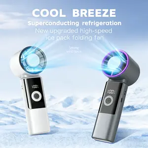 Portable Handheld Turbo Multifunctional Cooling Fan, High Speeds Foldable Fans, LED Display, Powerful Turbo Cooling Airflow, for Outdoor Activities, Travel, Working-YY