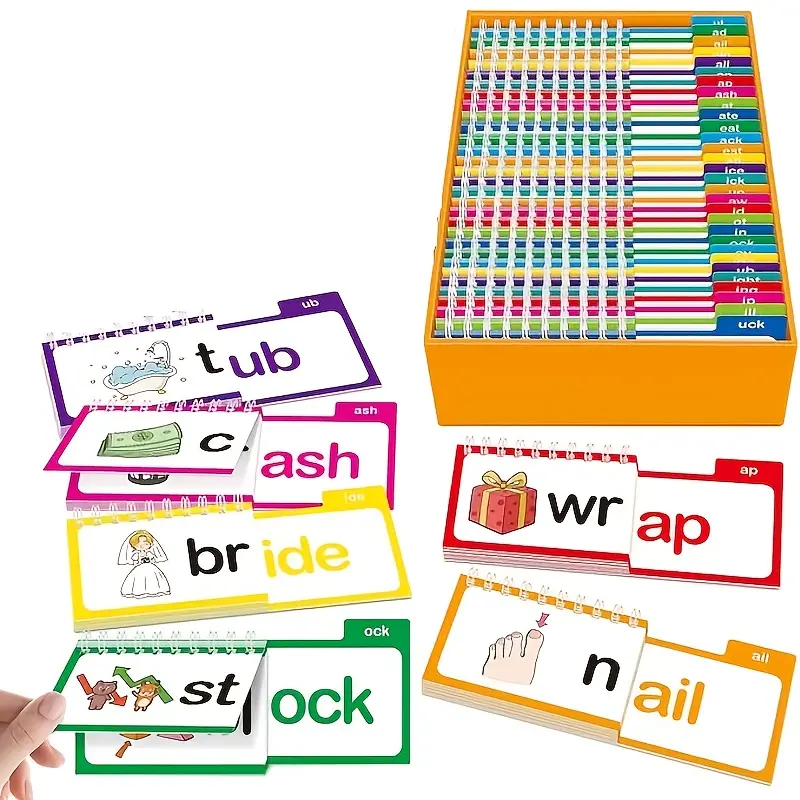 3D Interactive Phonics Vocabulary Flash Cards Set - Alphabet Pronunciation Kit, Toddler Learning Activities, Flip Book, Spelling Practice, Reading Enhancement (1 Set), Phonics For Kids