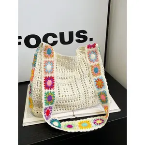 Women's Fashionable Crochet Bag, Boho Style Knitted Bag, Casual Versatile Shoulder Bag for Daily Used, Trendy All-match Bag for Daily Life