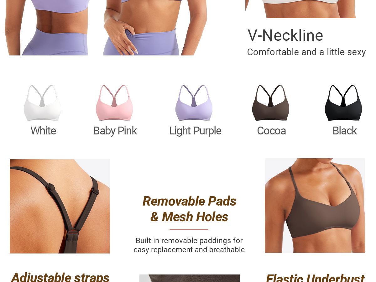 YEOREO Y Back Sports Bras for Women Padded Racerback Bra Paisely Light Impact Adjustable Straps Gym Workout Tops