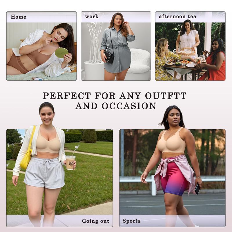 OEAK Women Jelly Bras Wirefree Full Coverage No Underwire Everyday Bras Comfortable Wireless Padded Tshirt Bra