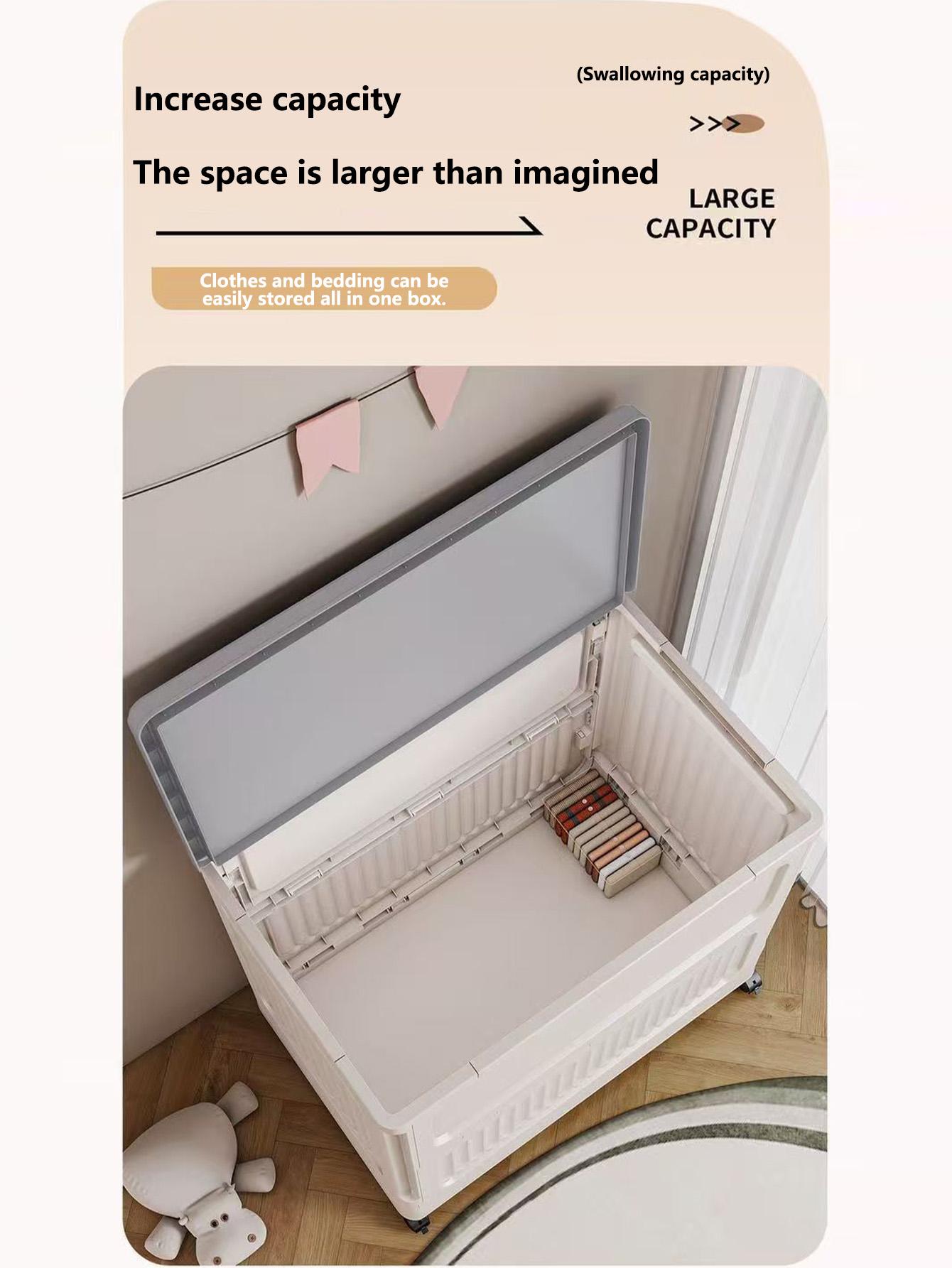 Clothes storage box, large capacity extra-large dustproof flap organizer, household clothing quilt, plastic folding storage box