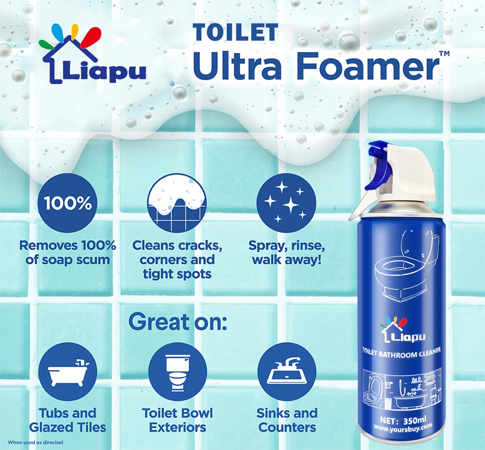 Liapu Toilet Bowl Cleaner eliminates 99.9% of bacteria, removes stains and dirt without double scrubbing, high-speed cleansing your bathroom in 30 seconds