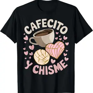 Cafecito Y Chisme Latina Mexican Baked Concha Pastry Conchas T-Shirt walk  by  faith  tee Flower Print Casual T-Shirt Unisex Horror Movie Villains Asymmetrical Long Sleeve Cami Top Elegant Blue Long Sleeve Top Day of Sweatshirt Sweetheart and
