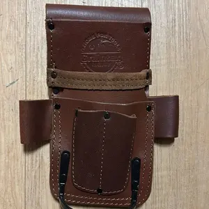 AH2300 Leather 5 Pocket Multi Tool Holder with Secure Buckle Closure and Durable Stitching for Easy Access
