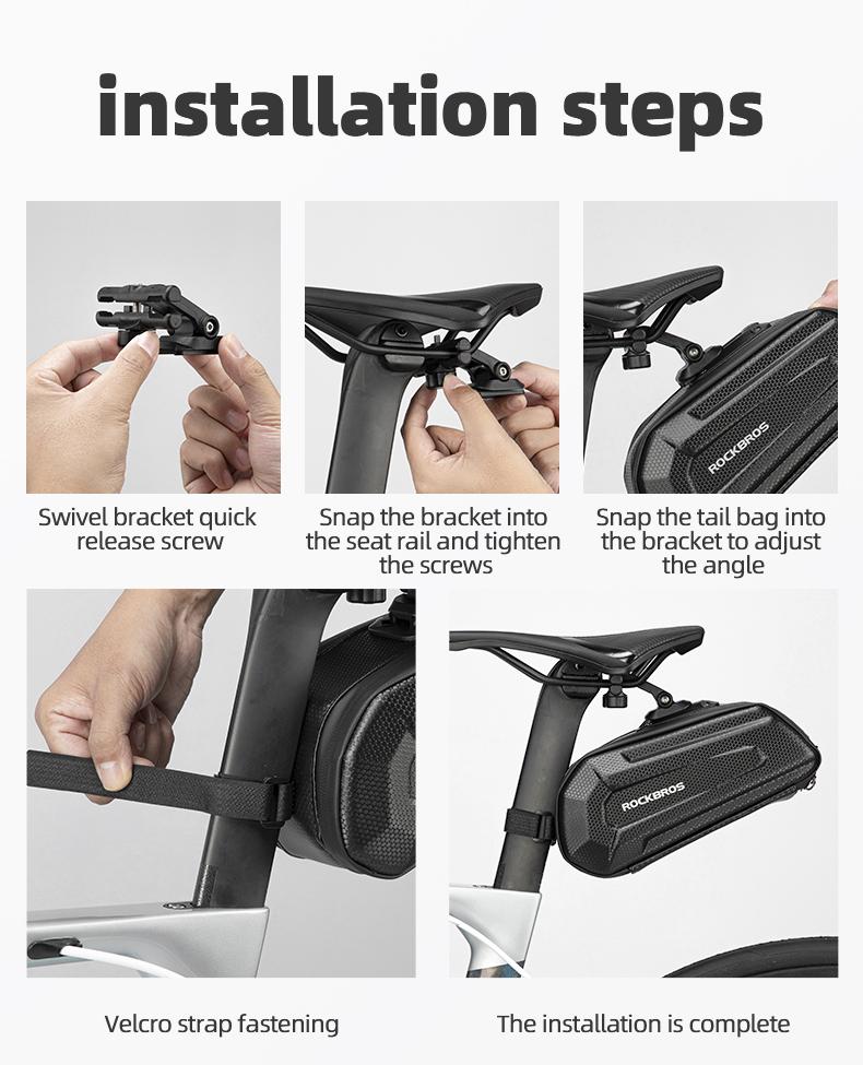 ROCKBROS Bike,Bicycle Saddle Bag Under Seat 3D Hard Shell Bike Seat Bag with Silver Reflective Strip Bike Bag for Mountain Road Bikes