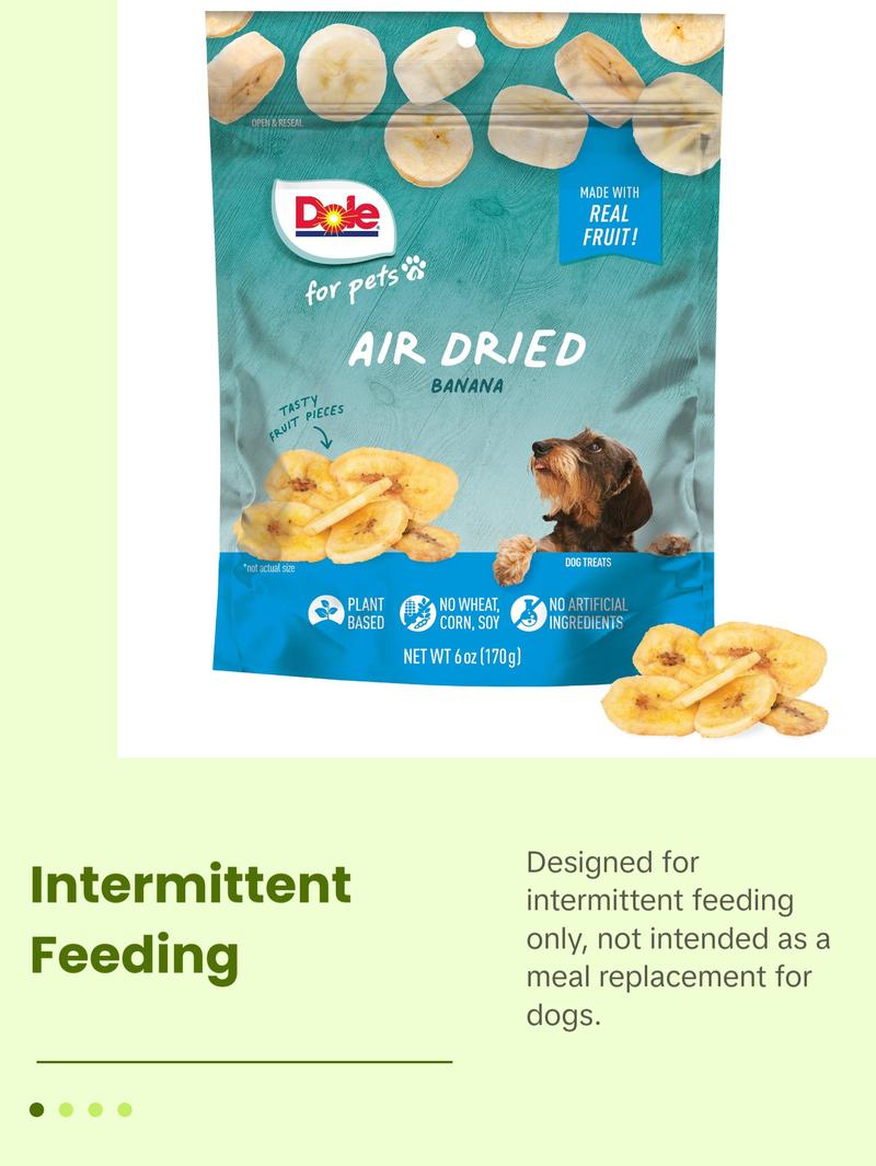 Dole for Pets Air Dried Banana Dog Treats - Made with Real Banana, Single Ingredient, Limited Ingredient Dog Treats, No Wheat, Corn, Soy, Artificial Flavors, Colors, or Preservatives, 6 Oz