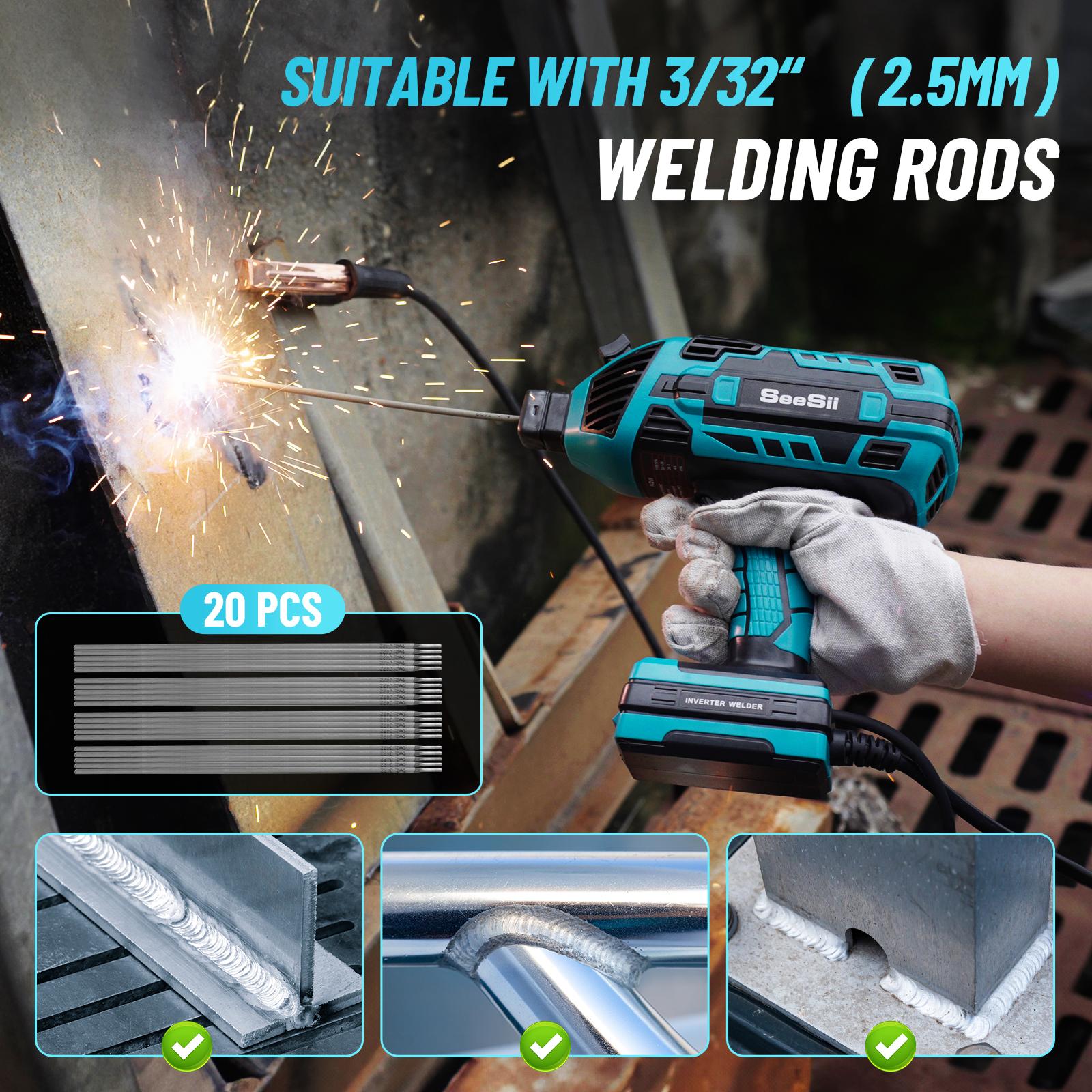 SEESII Handheld Welder 110V 120A Portable ARC Welding Machine with True Color Auto Darkening Goggles & Chipping Hammer for 3/64"-1/8" Rods Smart IGBT Inverter Technology 20-120 Amp Output Outdoorfun