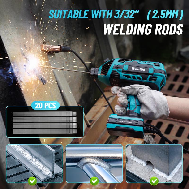 Seesii Handheld Welder 110V 120A Portable ARC Welding Machine with True Color Auto Darkening Goggles & Chipping Hammer for 3/64"-1/8" Rods Smart IGBT Inverter Technology 20-120 Amp Output Outdoorfun