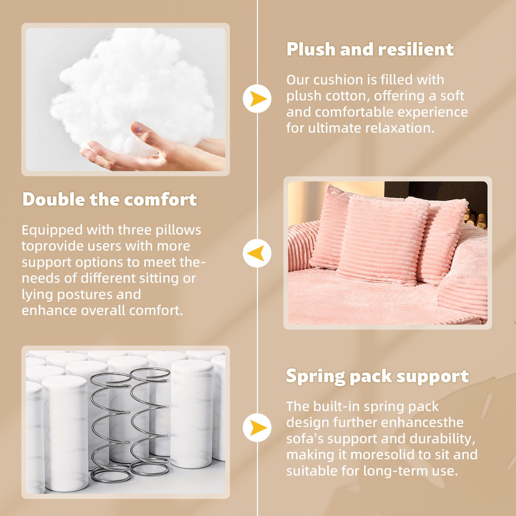 【Black Friday & Cyber Monday Deal】OOSWIFT 59" W Oversized Corduroy Lounge Chair, Single Sofa Bed with Pillows, Modern Wide-Arm Sleeper Chair for Living Room, Lounger for Nursery & Home Theater, Cozy Round Reading Chair