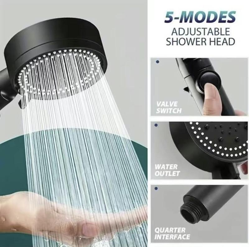 Five-speed Booster Shower Head One-button Water Stop Water-saving Water Pressure Adjustment Shower Head Bathroom Shower Set