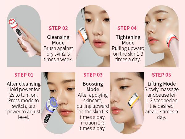Skin Tightening Device for Face & Neck - Red Light Therapy Wand to Boost Collagen - Electric Facial Sculpting Tool for Fine Lines & Firmness