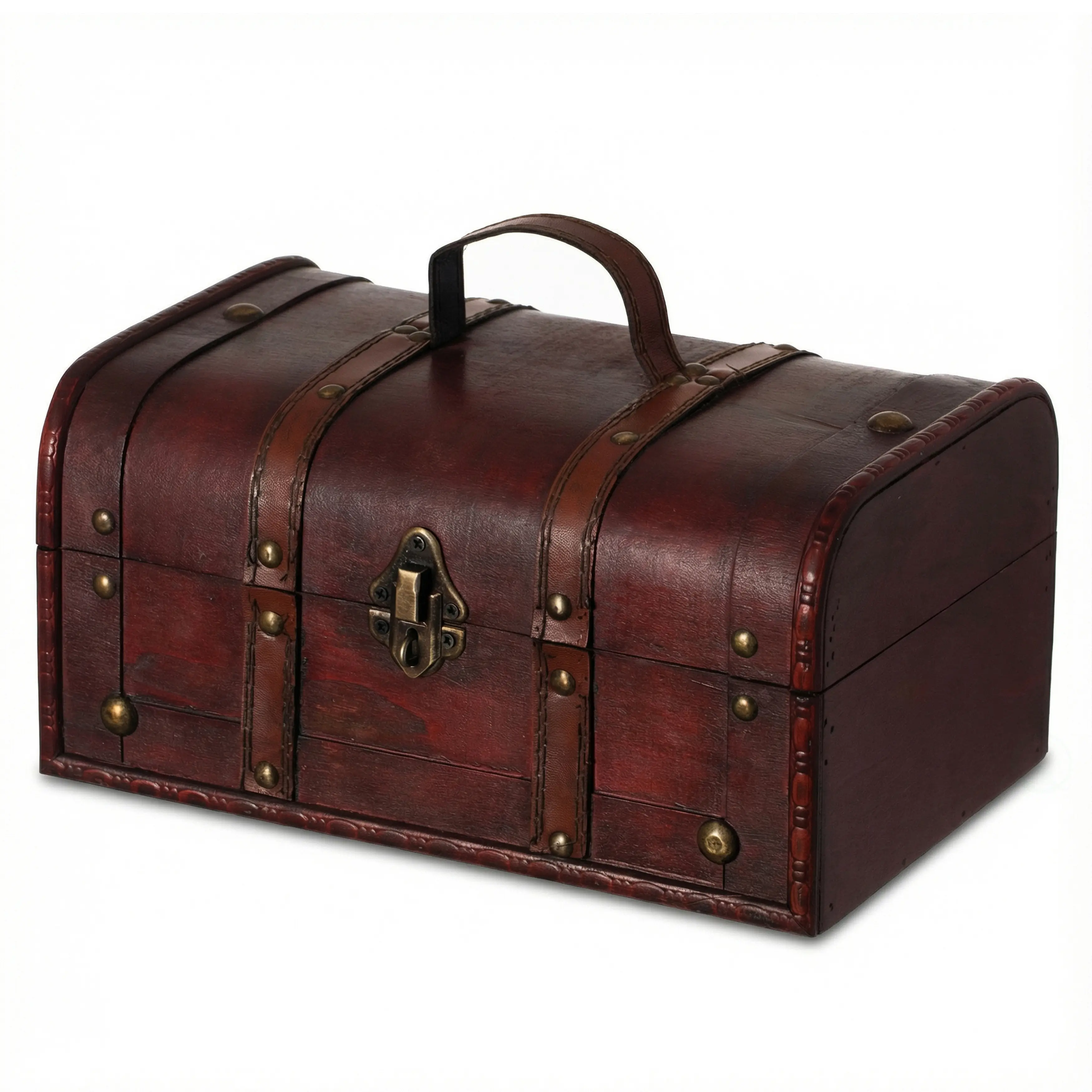 Vintiquewise QI003004.SO Small Decorative Vintage Storage Box - Wooden Treasure Chest - Perfect for Storing Jewelry, Important Documents, and Cash - Measures 7 Inches in Length, 11 Inches in Width, and 5.5 Inches in Height
