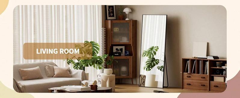 【Black Friday】 71 "x26" full-length mirror-floor-standing, wall-mounted or tilting full-length mirror with arched rectangular design, frameless suspension mirror suitable for bedrooms, corridors and entrance passages, gold/black