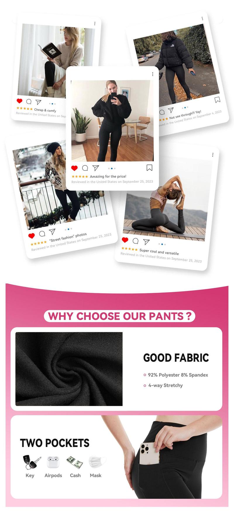 SHOWITTY Women's High Waisted Tummy Control 1/3 Pack Leggings with Pockets – Non See-through Stretchy Yoga Pants for Workout