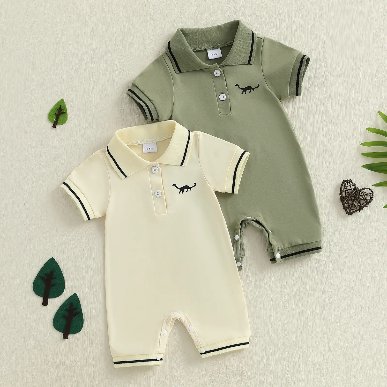Baby Boy Dinosaur Polo Romper Clothes Infant Short Sleeve Jumpsuit Outfits Cute Newborn Summer Onesie