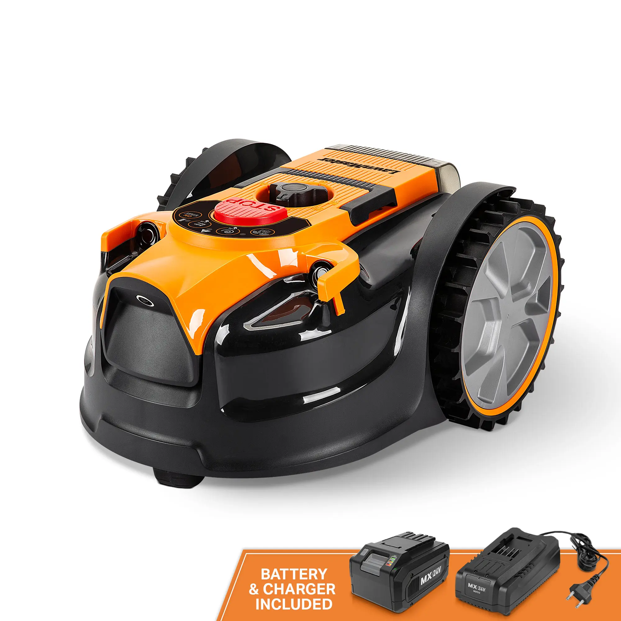 LawnMaster OcuMow VBRM601YCM Brushless Lithium Battery Blade-Type Robotic Lawn Mower with Blades - Cordless, Optical Navigation, No-Go Function, Portable Carry Handle, Ideal for 1000 Sq. Ft Small-Medium Gardens, Garden, Batteries, Cells, Cutting, Only 68D