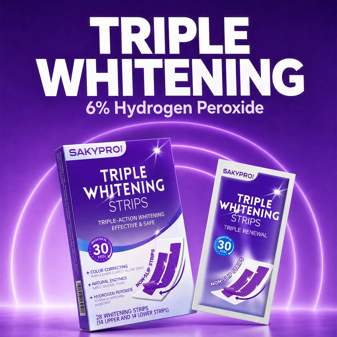 【SAKYPRORAL】Purple Whitening Strips With Hydrogen Peroxide – Dentist-Level Ingredient for Long-Lasting Results | ACTUALLY Removes Stains, Not Just Color Correcting, 4 Shades Whiter in 7 Days, 14/28 Strips