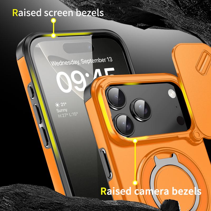 For iPhone 17 16 15 14 13 12 Pro Max with Camera Protector Case, 360 Rotated Ring Kickstand Holder Military Grade Shockproof Protective Cover For iPhone 17 16 15 14 13 12 Pro Max with Camera Protector Case, 360 Rotated Ring Kickstand Holder Military Grade Shockproof Protective Cover