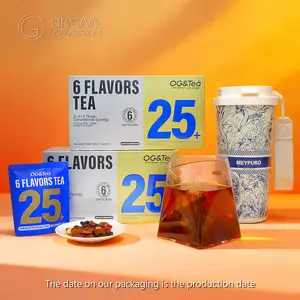 BOGO Energy Tea Six Kinds Ingredients Tea With Forest Thermos 2 Cartons(1Carton 66g 6.6g×10packs) ×2 Caffeine Free With Lycium barbarum, Astragalus membranaceus, Ganoderma lucidum, Cornus officinalis, American ginseng