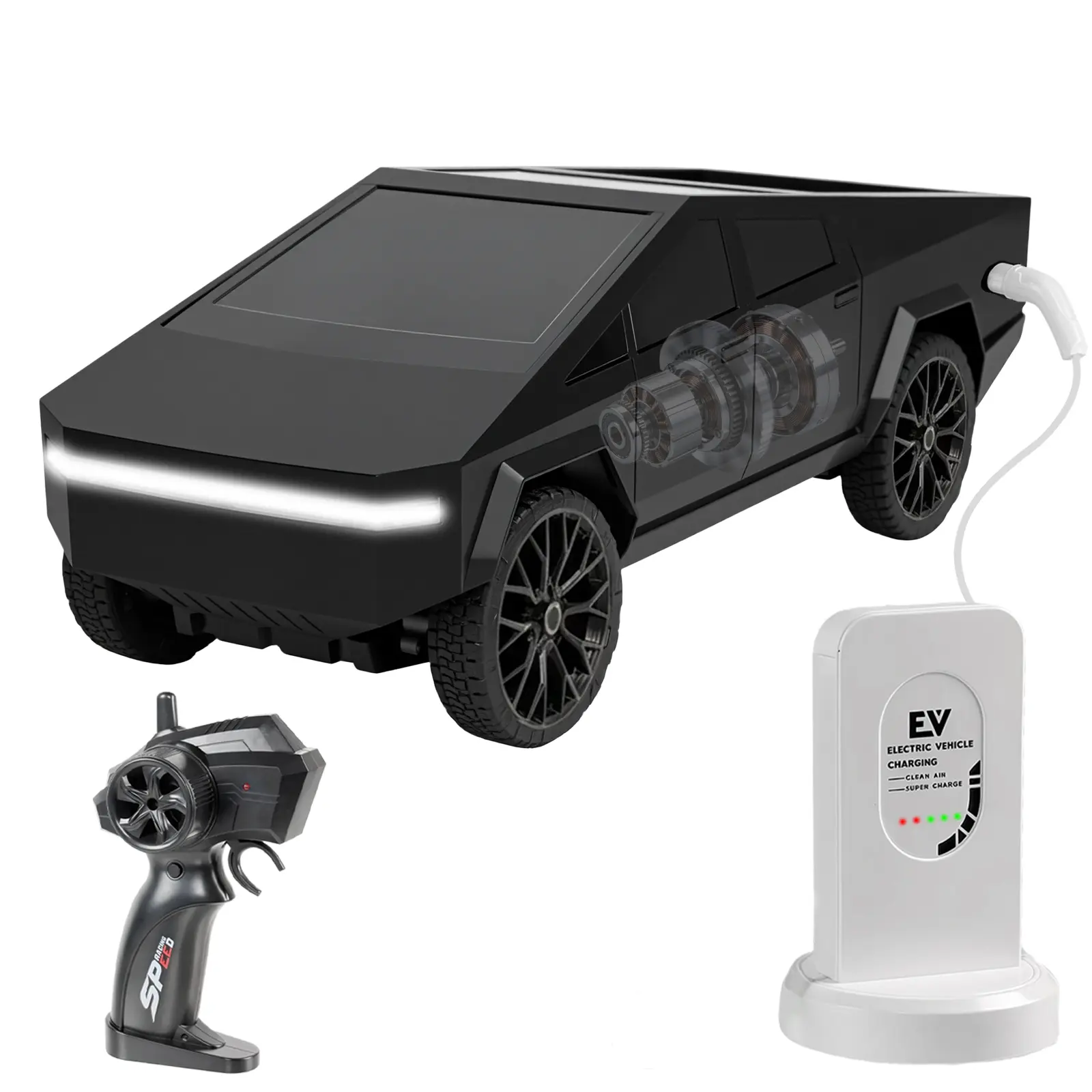 summerwins 1/24 Scale RC Car - Fast Rechargeable Race Car Model, Remote Control Pickup Truck with Competition Controller, Charging Station & LED Lights for Boys