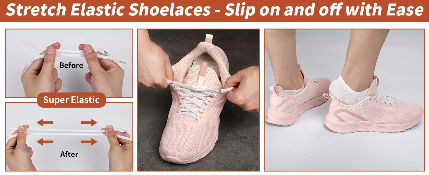 Elastic Shoe Laces - Elastic No Tie Shoelaces for Adults and Kids Sneakers, Universal Fit, Magnetic Lock System, Comfortable & Convenient