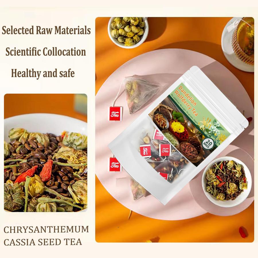 Dandelion Chrysanthemum Goji Berry Tea 160g - Caffeine-Free, Refreshing Summer Beverage for Digestion Support & Daily Balance - 20 Tea Bags Gift for Health Enthusiasts