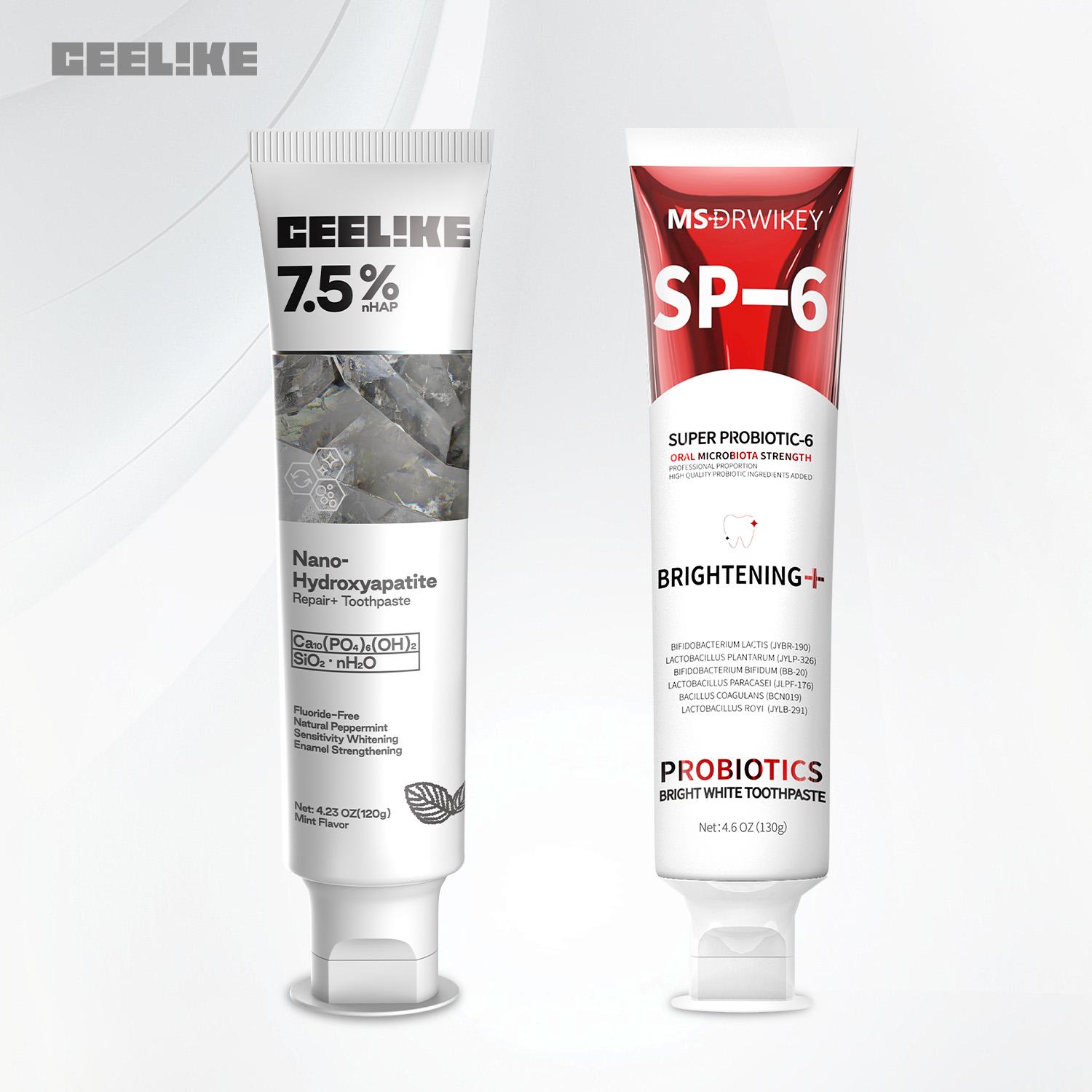 CEELIKE Red SP-6 Super Probiotic Toothpaste & Hydroxyapatite Toothpaste Set – Repairs Teeth, Freshens Breath, and Enhances Oral Health