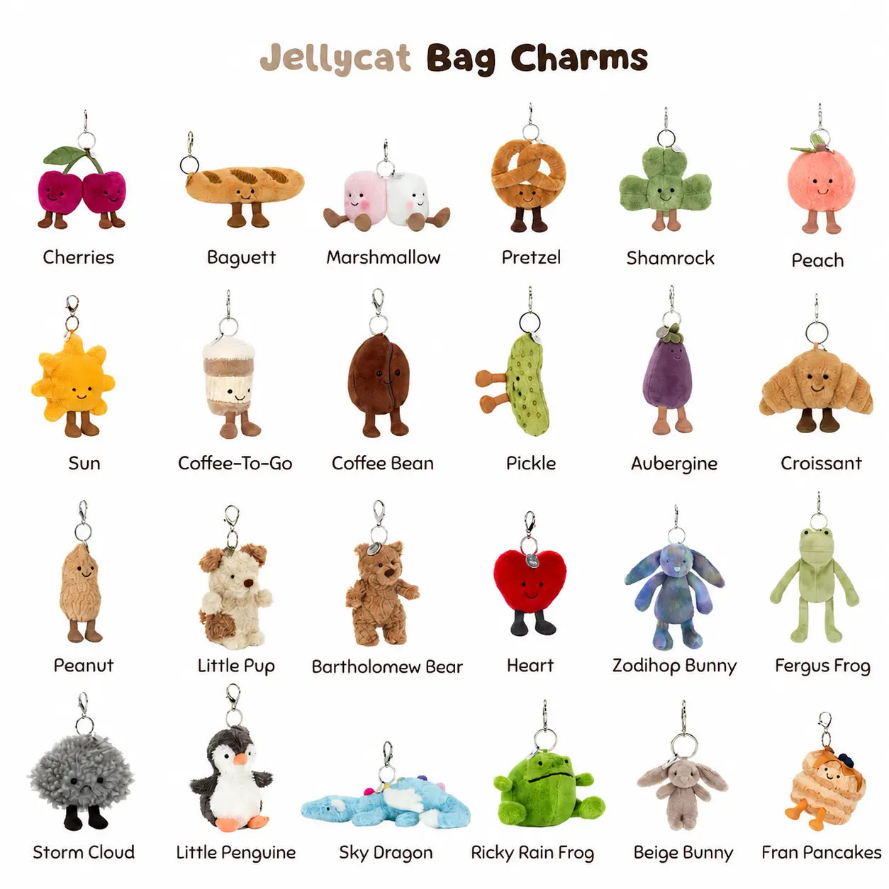 Jellycat Bag Charm Collection -Cute Keychains for Bags, Keys & Gifts