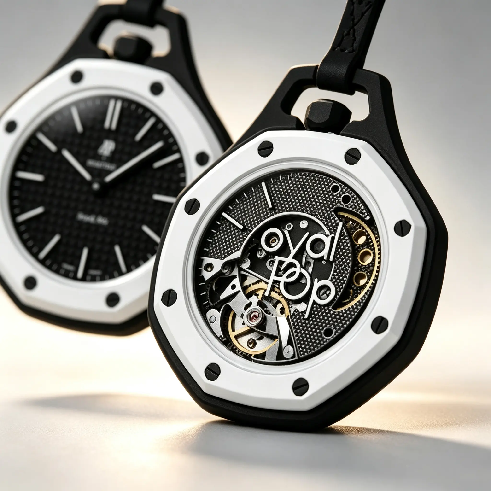 Unisex Lightweight Analog Mechanical Watch-Style Necklace with Soft Silicone Lanyard & Strap, 2 Wear Ways – Octagonal Quartz Watch With Decorative Skeleton Dial (Multiple Color Options). Universal Accessory for Daily Wear, Sports & Outdoor Activities