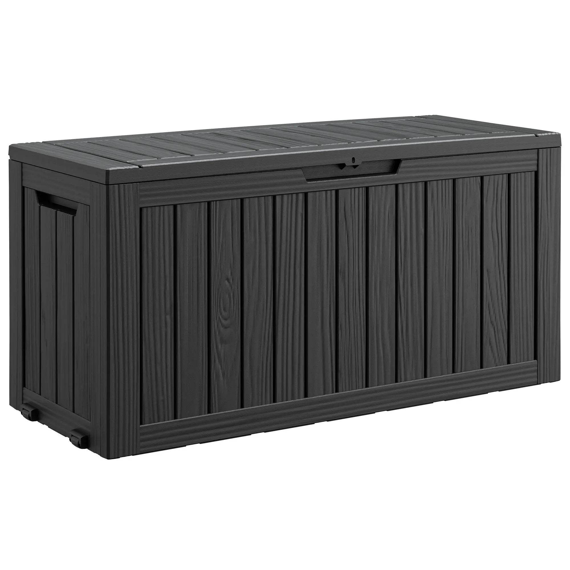 72 Gal Outdoor Storage Box - Large Water-Resistant Resin Deck Box，Anti-Deformation, Hassle-Free Cleaning, Long-Lasting Color Retention for Patio Cushions, Picnic Supplies, Easy Assembly
