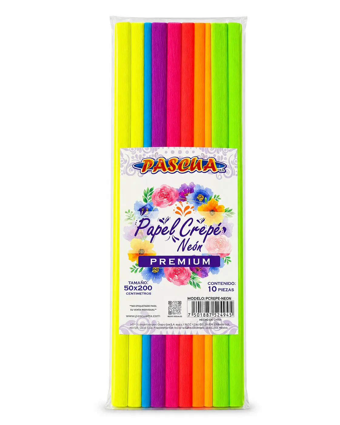 Crepe Paper Neon Premium Mix 10 Rolls of 79x20 Inches ( Pascua ) Crepe Paper Neon Premium Mix 10 Rolls of 79x20 Inches ( Pascua )