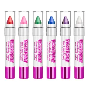 Piggy Paint Rainbow Ready 6-Pack Face & Body Crayons - Non-Toxic, Waterproof, Mess-Free, Easy Application, Perfect for Parties & Playtime