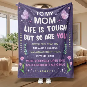 Mothers Day Blanket Personalized Gifts for Mom Grandma Custom Blanket Mom Gift from Daughter Son Soft Flannel Throw Blanket Best Moms Ever Present