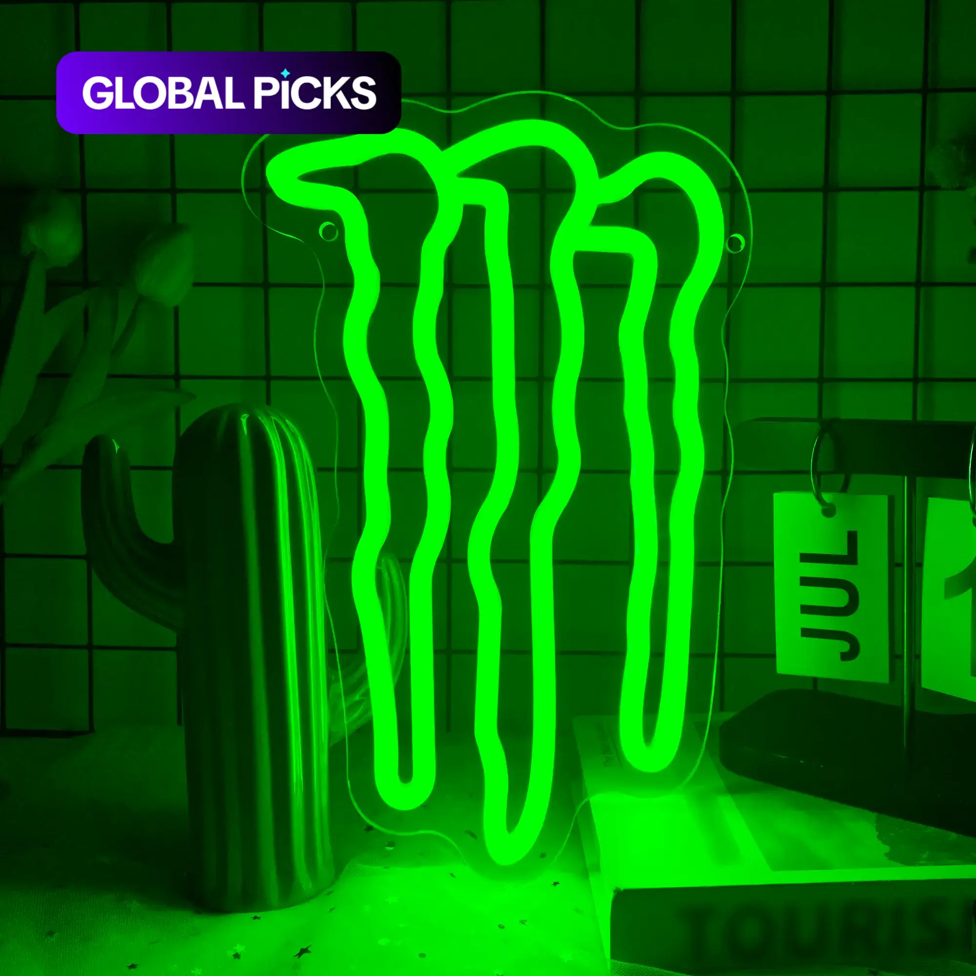 Monster Energy LED Decorative Neon Sign, Green Novelty Wall Light for Room, Bar, Man Cave and Basement, Cool Interior Home Décor for Boys, Girls and Men, LED Neon Lights, Home Decor Lighting #GLOBAL PICKS