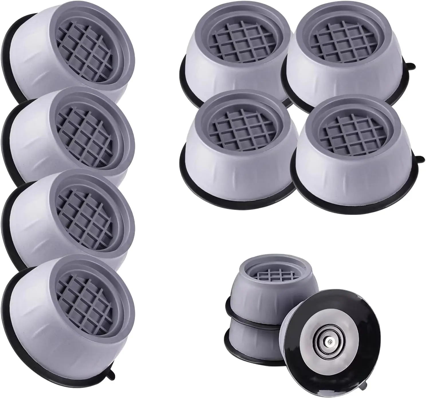 8-Pcs Easy-Clean Plastic Washing Machine Supports - Anti-Walking Pedestals with Anti-Vibration Pads, Vibration Damp., Noise Reduction, Tool-Free Quick Setup for Washers & Dryers (Home Laundry Appliance Accessory)