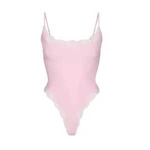 Aesthetics Sexy Bodysuits Bottoming Women Clothes 2000s Strapless Lace Stitching Casual Solid Color Summer Sling Slim Bodysuits