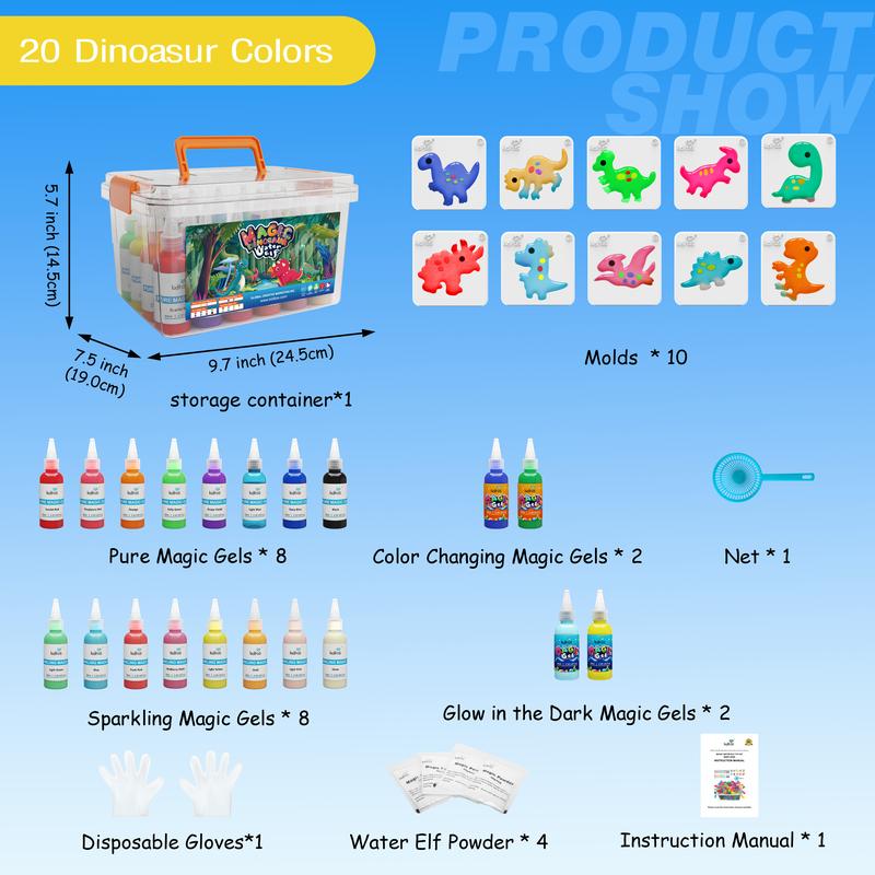 Kiditos  Magic Water Elf Toy Kit with Magic Gels, Molds - Imaginative Play, Christmas Gifts, Birthday Gifts, Party Favors, and Family-Friendly DIY STEM Projects