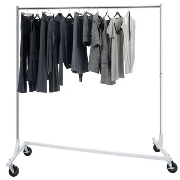 ZENSTYLE Durable Sturdy Heavy-Duty Carbon Steel Collapsible Rolling Clothes Rack with Wheels, 100kg Capacity Indoor Coat Rack for Laundry & Accessories, Durable Sturdy Rack