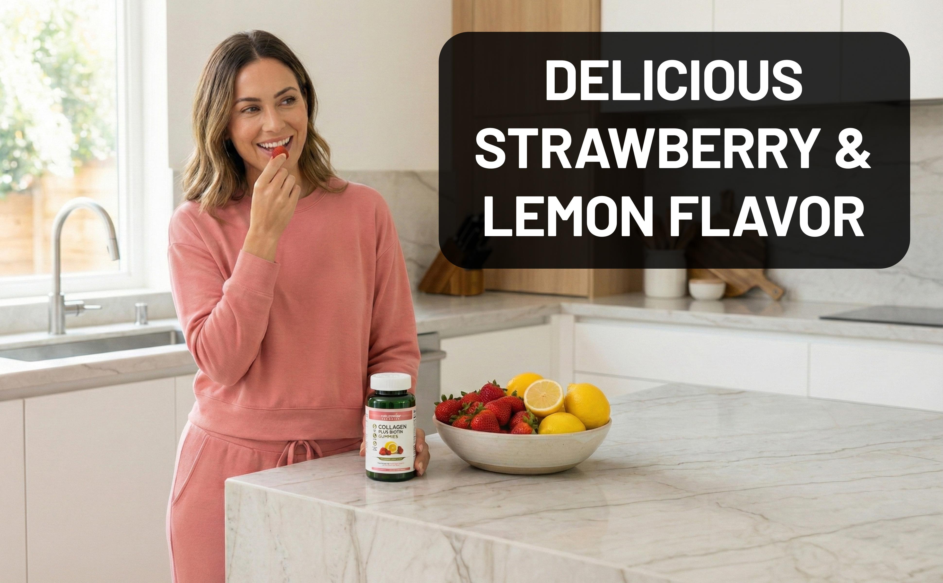 NatureWise Collagen Gummies - Clean, Gluten Free, Non-GMO Collagen Gummies in Strawberry Lemon Flavor for Hair, Skin & Nails - USA Manufactured NatureWise Collagen Gummies - Clean, Gluten Free, Non-GMO Collagen Gummies in Strawberry Lemon Flavor for Hair, Skin & Nails - USA Manufactured