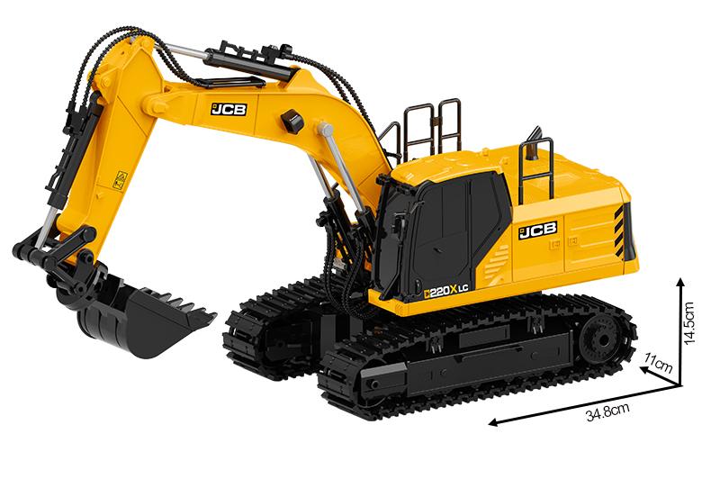 Remote-controlled excavator toy with 3 interchangeable attachments: drill, grabber, and digging hook. Features sound effects and lights for realistic operation. Perfect for boys, girls, and adults alike. Ideal Christmas gift.