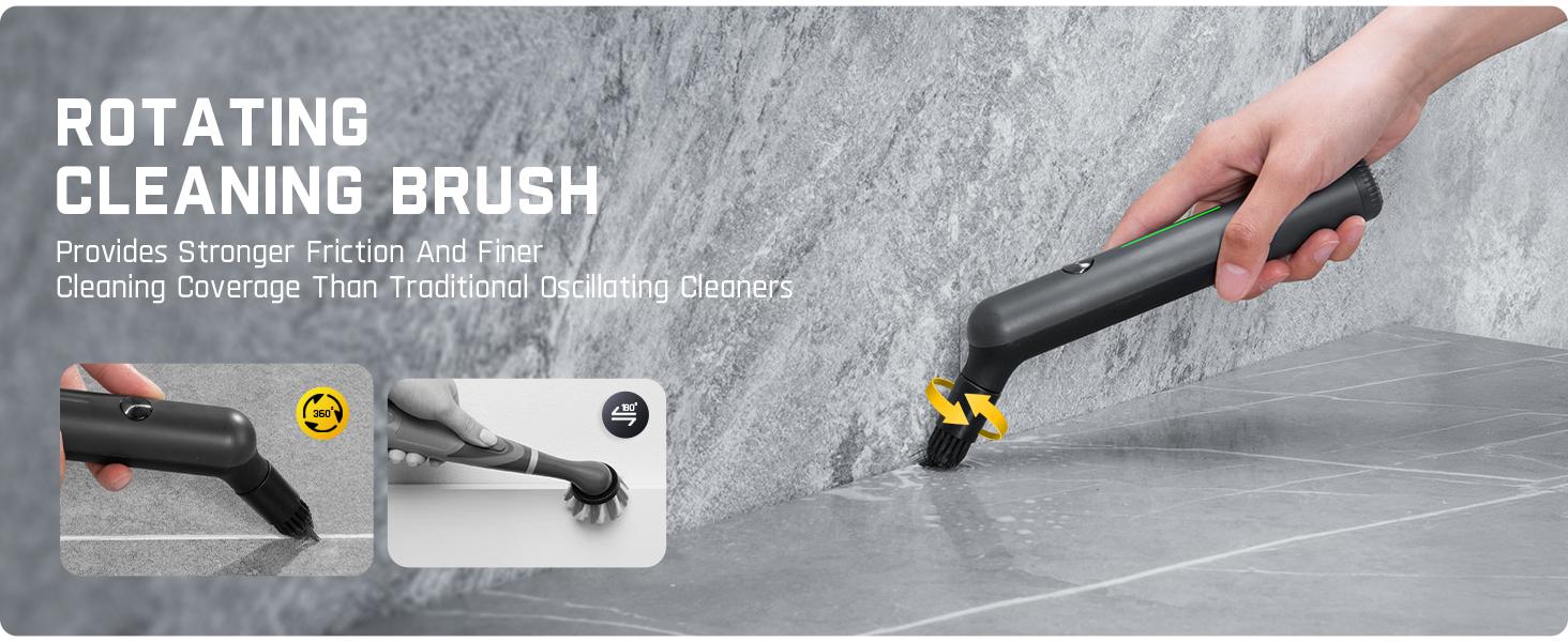Fanttik G9 Nano Electric Spin Scrubber, Cordless Power Grout Brush, Type-C Fast Charging with LED Power Display, IPX7 Waterproof, 8 Replaceable Heads for Cleaning Grout, Corners, Crevices