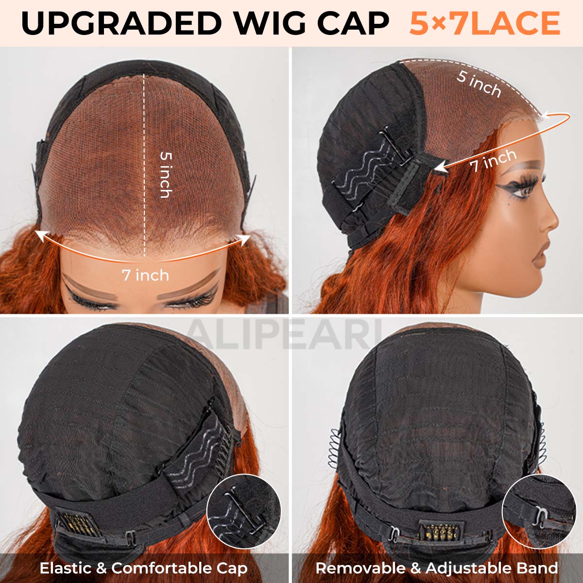[Spring 2026] Alipearl Hair Copper Color Pre Cut Ready to Go Glueless Wig Body Wave Pre Plucked 5x7 Lace Closure Wig 13x4 Lace Frontal Wig