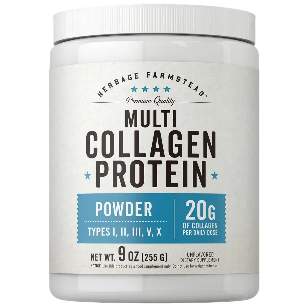 Carlyle Multi Collagen Protein Powder for Women and Men - 9 Oz - Type I, II, III, V, X - Unflavored - Non-GMO Gluten Free - by Herbage Farmstead