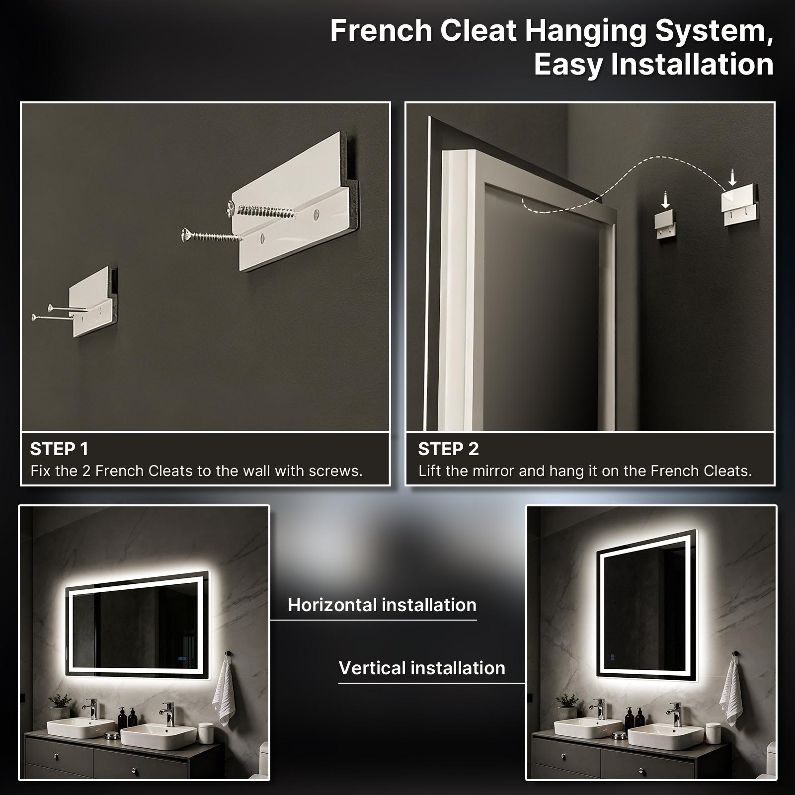 HYPERLITE Dimmable Brightness Bathroom Mirror Lights, 36*28 inches Anti-Fog Function Vanity Mirror Memory Setting LED Wall Mirror , Shatter-Proof Tempered Glass, Modern Illuminated Mirror for Bathroom Dressing Area  SpringGlowUp 48*32 60*36 32*24 36*24