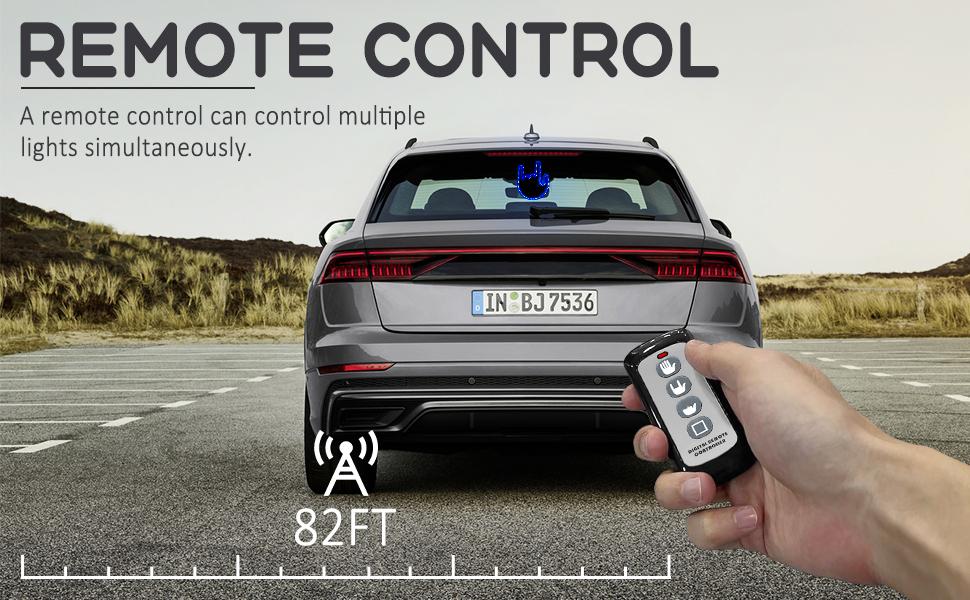 DIBMS Wireless control of LED Car Gesture Light with Remote Control, Recyclable & Rechargeable, Fun Rear Window Sign,Calming Road Rage, Ambient Lighting Kit,3 Modes Adjustable Finger Lights.