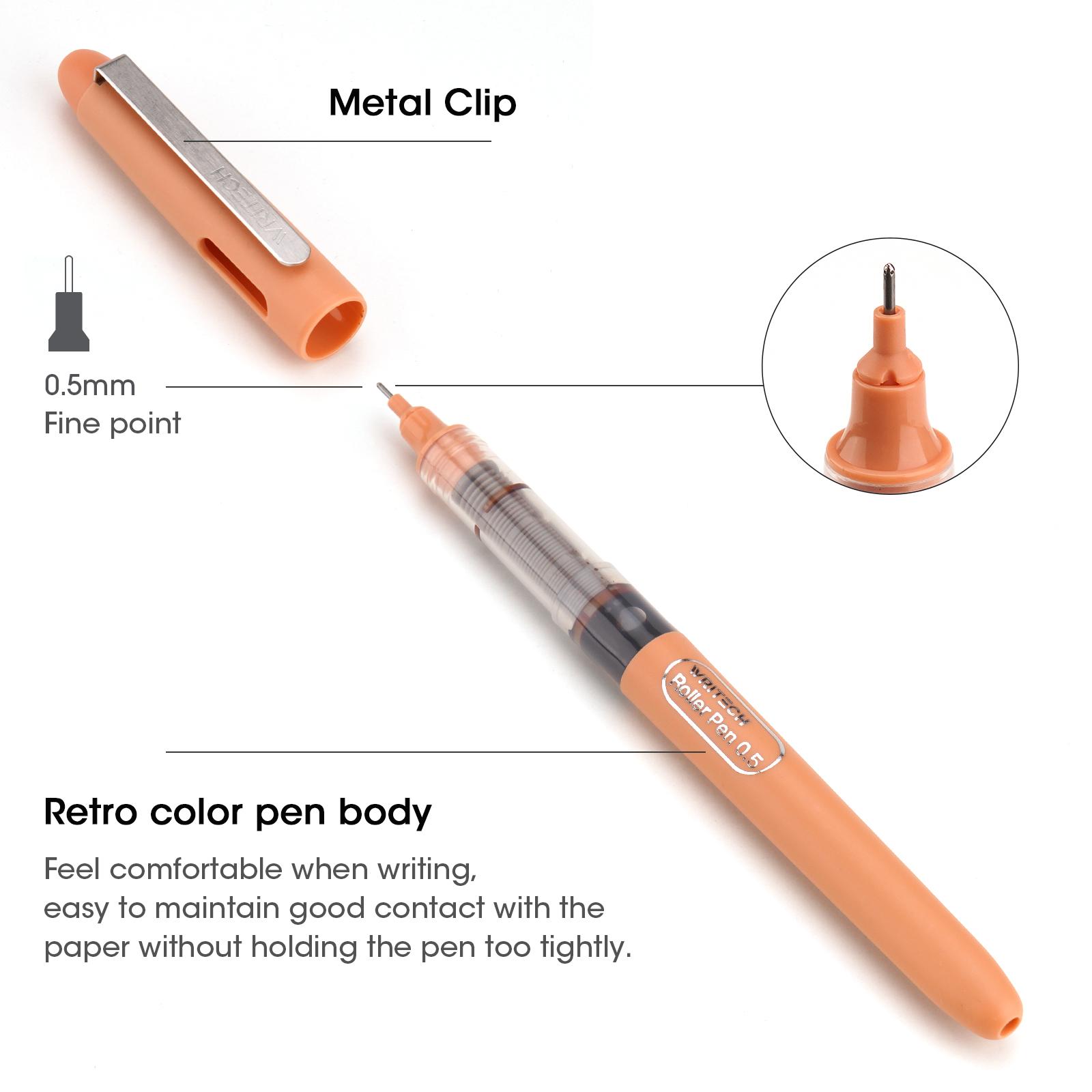WRITECH Liquid Ink Rollerball, 0.5mm Extra Fine Point, Smooth Writing Quick Dry Roller Pens 8 Assorted Colors for Journaling, Drawing & Sketching (Vintage)