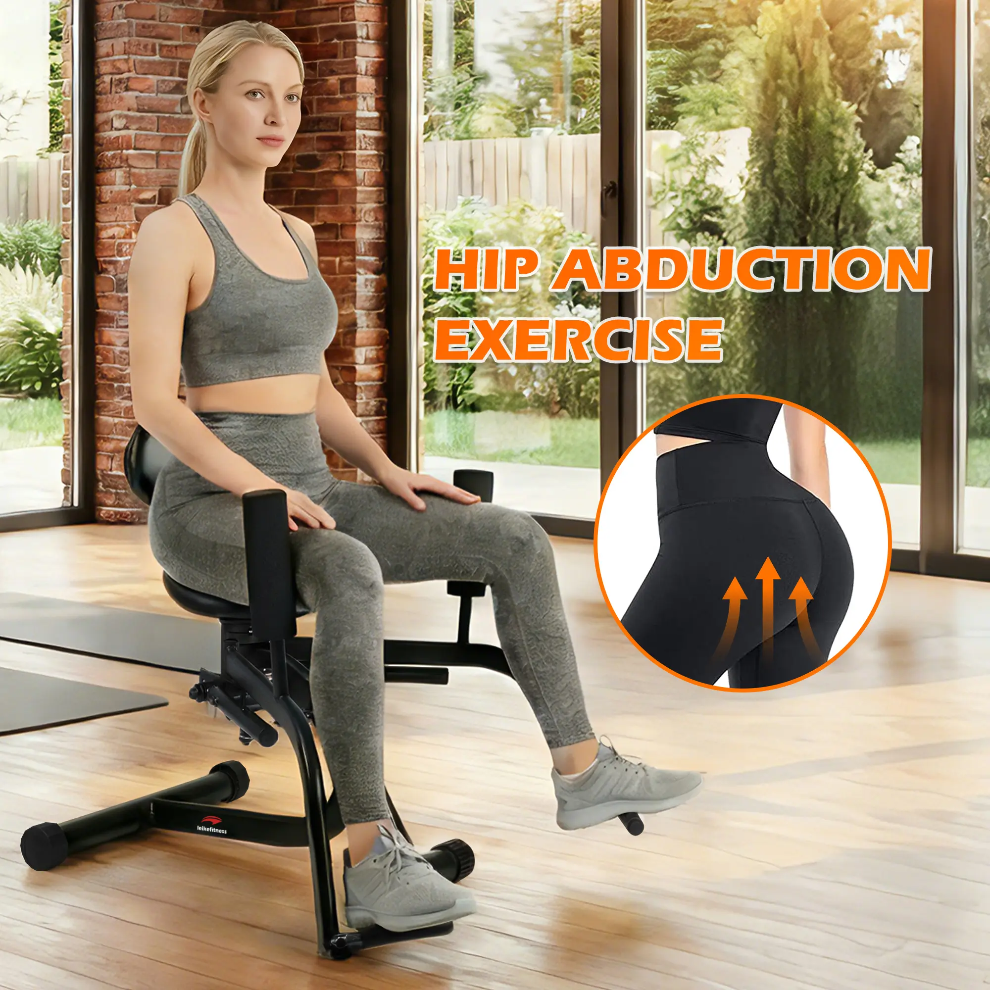 Hip Abduction and Insertion Trainer, Adjustable Butt Exerciser, Butt Shaper, suitable for shaping and hip lift training on the inner and outer thighs of men and women, Hip Adduction Machine, Leather Seats
